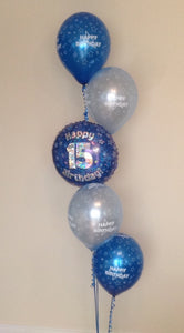 5 Balloon Cluster Consisting Of 1 x 18" Printed Foil Balloons And 4 x Latex Balloons