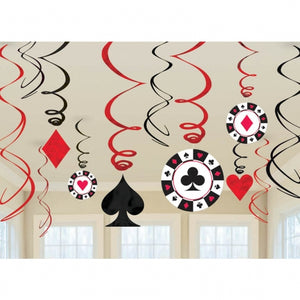 Casino Swirl Decorations (12 Pieces)