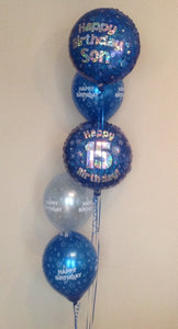 5 Balloon Cluster Consisting Of 2 x 18" Printed Foil Balloons And 3 x Latex Balloons