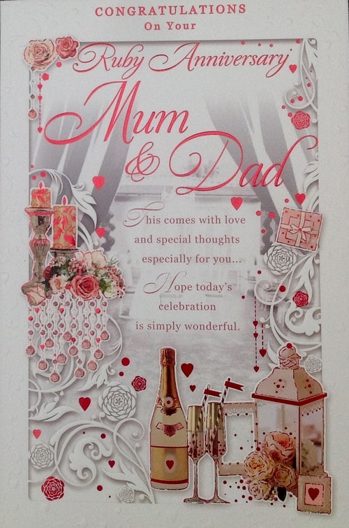 Congratulations On Your Ruby Anniversary Mum And Dad Greeting Card