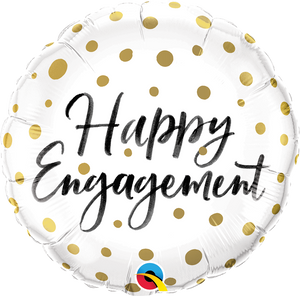 Happy Engagement Gold Dots Helium Filled Foil Balloon