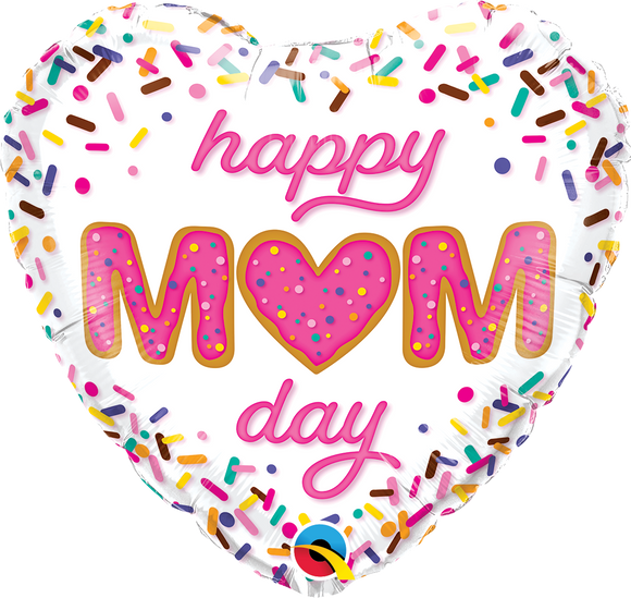 Happy Mum Day Heart Shape Sprinkles  Helium Filled Foil Balloon
