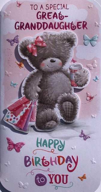 To A Special Great-Granddaughter Teddy Bear Greeting Card
