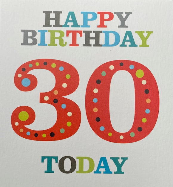 Happy Birthday 30 Today Birthday Greeting Card