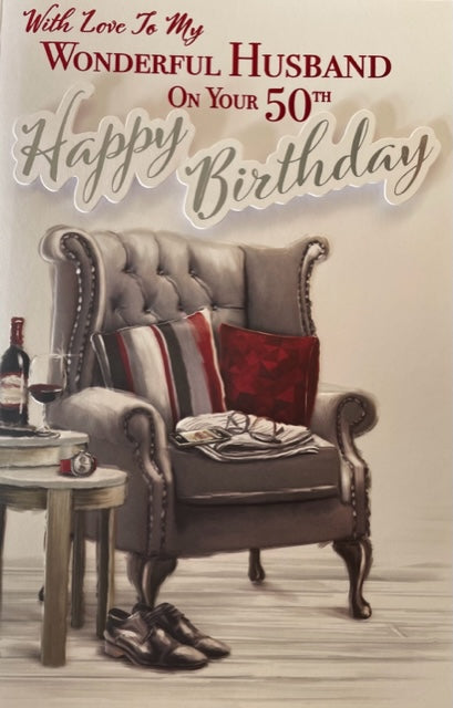 With Love To My Wonderful Husband On Your 50th Birthday Greeting Card