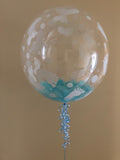 Baby Footprints Clear Helium Filled Single Bubble Balloon With Feathers