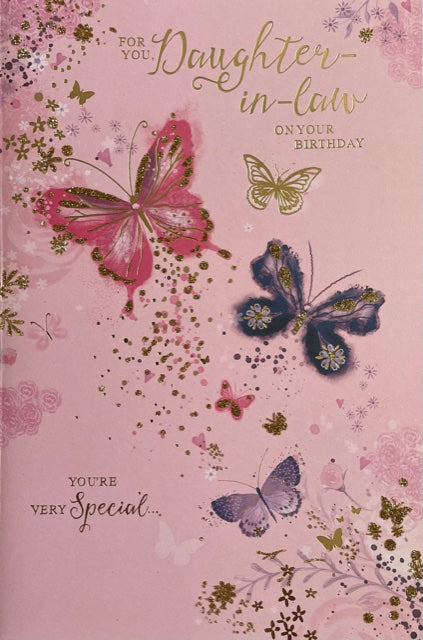 For You Daughter-In-Law Butterflies Birthday Greeting Card