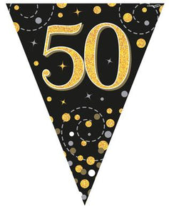 50th Birthday Sparkling Fizz Black And Gold Party Bunting