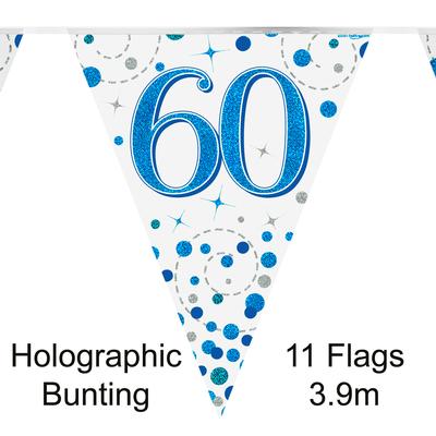 60th Birthday Blue Sparkling Fizz Party Bunting