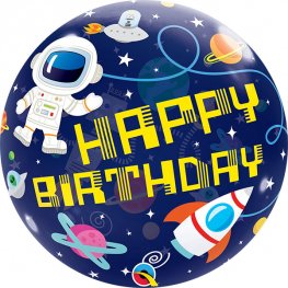 Happy Birthday Space Helium Filled Single Bubble Balloon