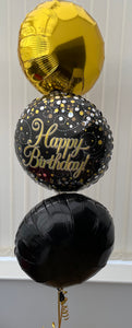 3 Balloon Cluster Consisting of 1 x 18" Printed Foil Balloon And 2 x 18" Plain Foil Balloons