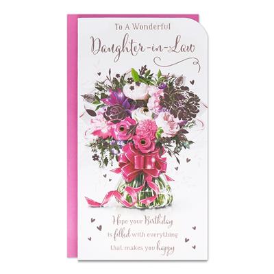 To A Wonderful Daughter-In-Law Flowers Birthday Greeting Card