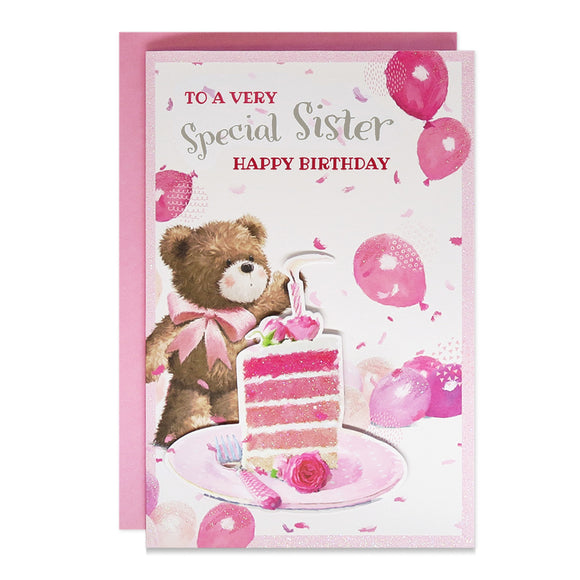 To A Very Special Sister Teddy Bear Birthday Greeting Card