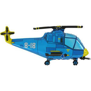 Blue Helicopter Supershape Helium Filled Foil Balloon