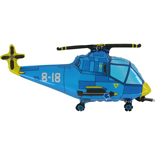 Blue Helicopter Supershape Helium Filled Foil Balloon