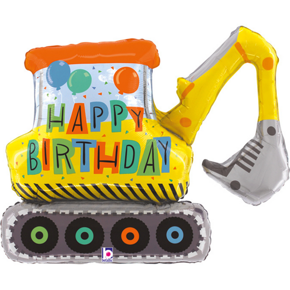 Happy Birthday Digger Helium Filled Supershape Foil Balloon