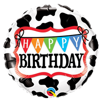 Cow Print Happy Birthday Helium Filled Foil Balloon