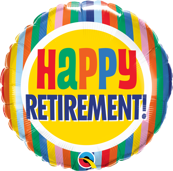 Happy Retirement Stripes Helium Filled Foil Balloon