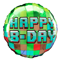 Happy B-Day Pixel Party Helium Filled Foil Balloon