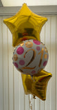 3 Balloon Cluster Consisting of 1 x 18" Printed Foil Balloon And 2 x 18" Plain Foil Balloons