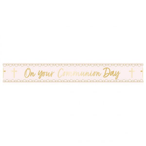 Pink On Your Communion Day Banner