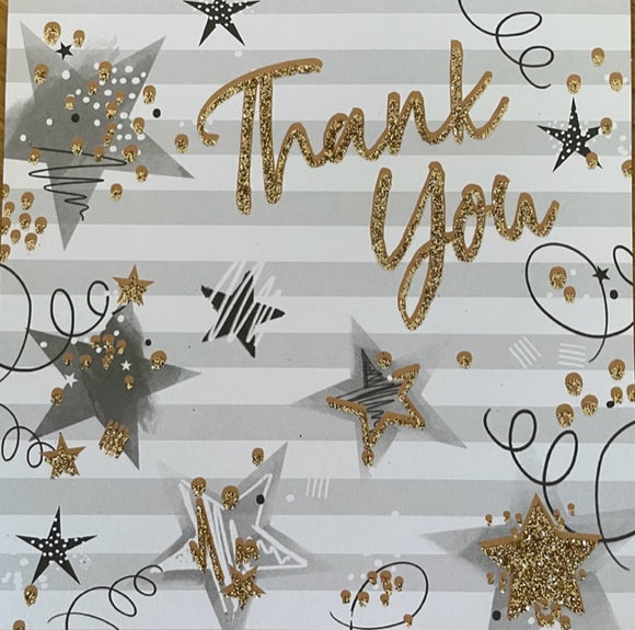 Thank You Gold Stars Greeting Card (6 Pack)