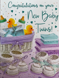 Congratulations On Your New Baby Twins Greeting Card