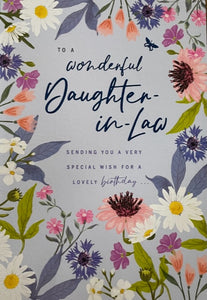 To A Wonderful Daughter-In-Law Flowers Birthday Greeting Card
