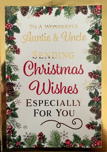 To A Wonderful Auntie And Uncle Christmas Greeting Card
