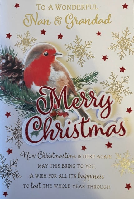 To A Wonderful Nan And Grandad Christmas Greeting Card