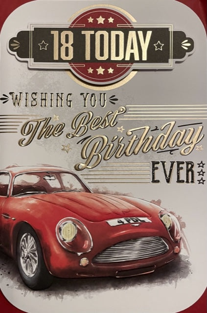 18 Today Classic Car Birthday Greeting Card