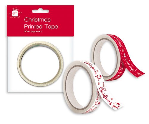 Christmas Printed Tape 30 Metres In 2 Designs