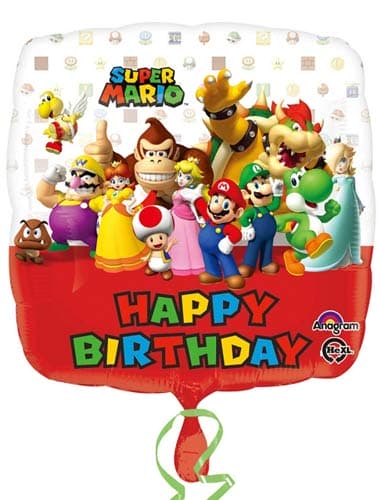 Super Mario & Friends Happy Birthday Helium Filled Foil Balloon