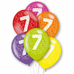 Age 7 Latex Balloons In Assorted Colours (6 Pack)