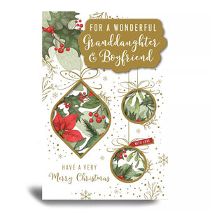 For A Wonderful Granddaughter And Boyfriend Christmas Greeting Card