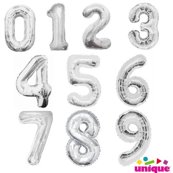 Silver Number Supershape Helium Filled Foil Balloon
