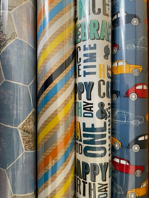 Gift Wrapping Paper Roll 3m In A Choice Of 4 Designs