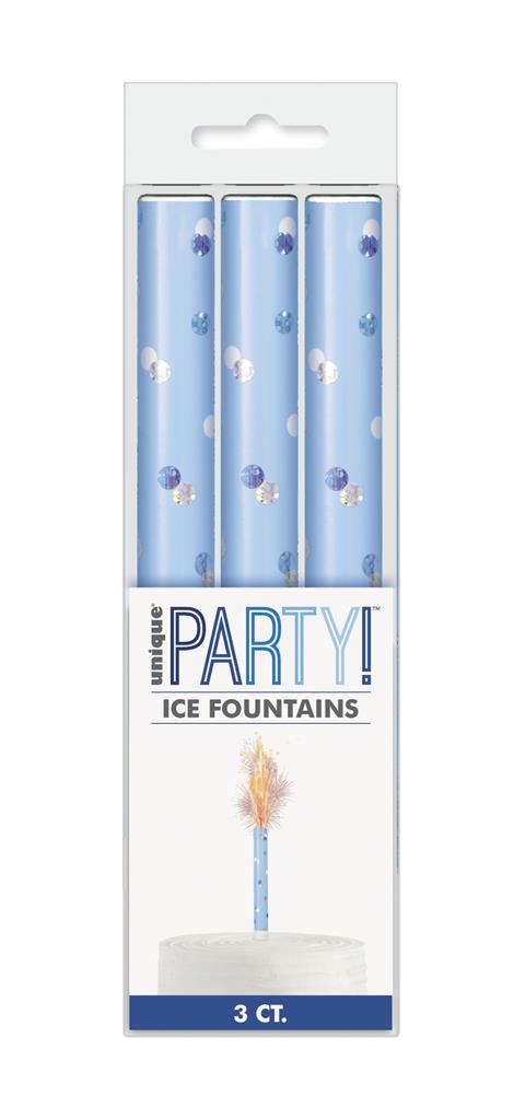 Blue Glitz Ice Fountain Candles (3 Pack)