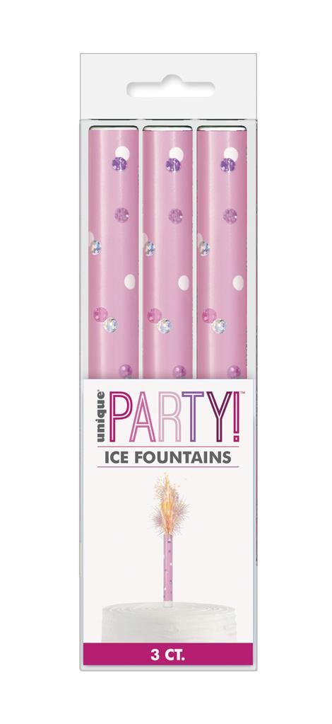 Pink Glitz Ice Fountain Candles (3 Pack)