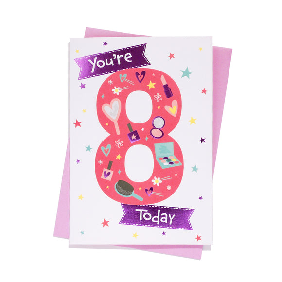 You're 8 Today Birthday Greeting Card