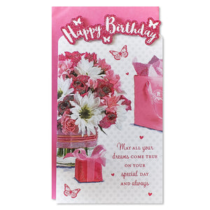 Happy Birthday Flowers Greeting Card