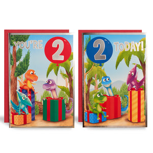 Dinosaurs 2nd Birthday Greeting Card