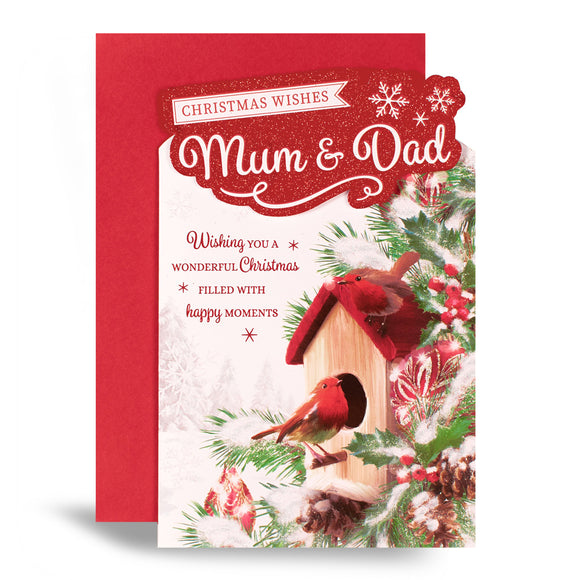 Christmas Wishes Mum And Dad Christmas Greeting Card