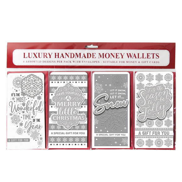 Silver Luxury Handmade Christmas Money Wallets (4 Pack)