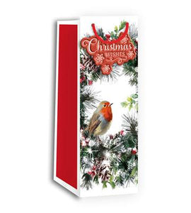 Robin Christmas Bottle Gift Bag