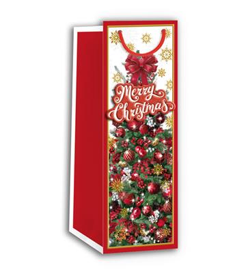 Red Christmas Tree Bottle Gift Bag