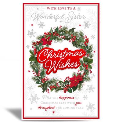 With Love To A Wonderful Sister Christmas Greeting Card
