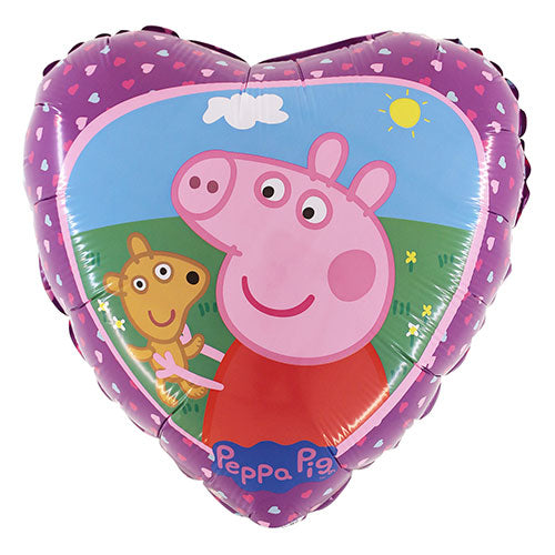Peppa Pig & Teddy Heart Shape Helium Filled Foil Balloon