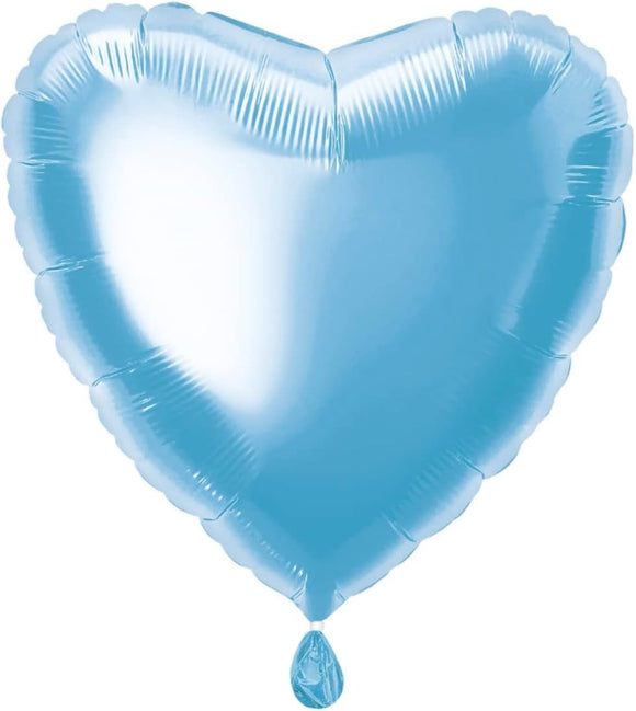 Baby Blue Heart Shape Helium Filled Foil Balloon