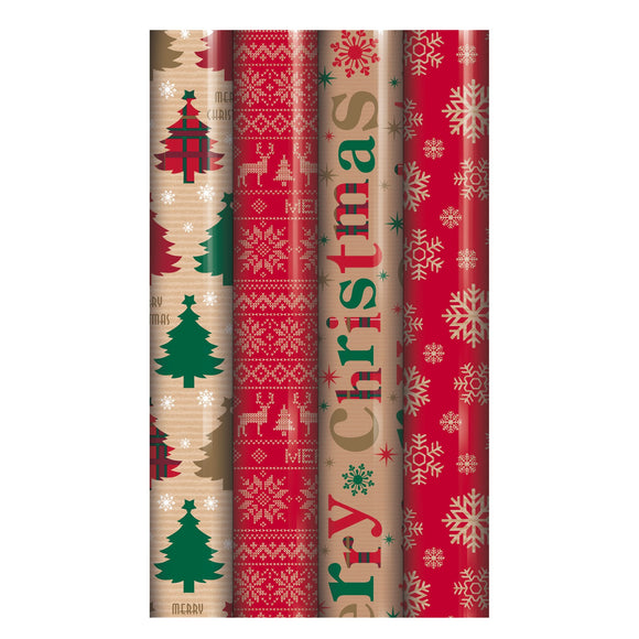 Christmas Traditional Wrapping Paper 4m